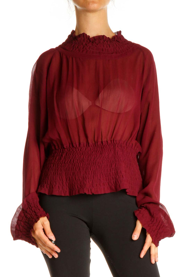 Red Solid All Day Wear Blouse