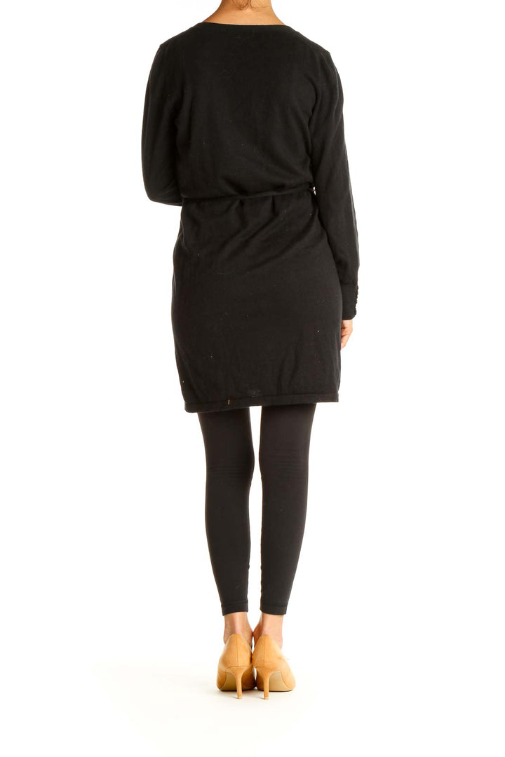 Black Solid Day Shift Dress