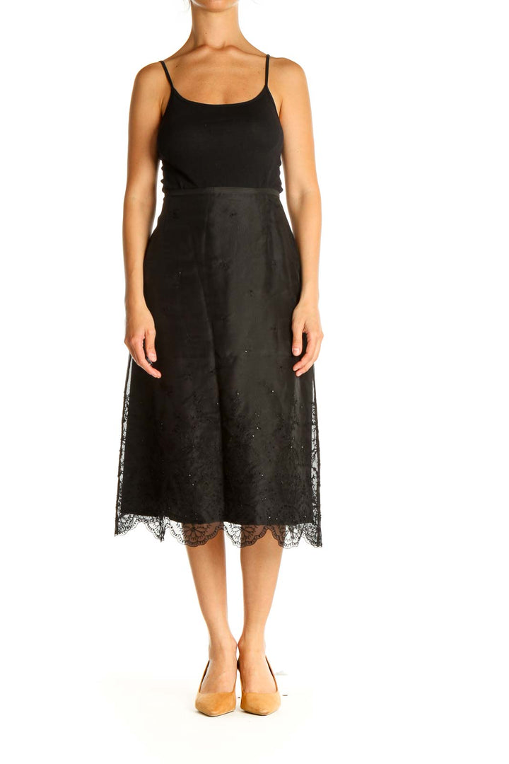 Black Sequin Retro A-Line Skirt