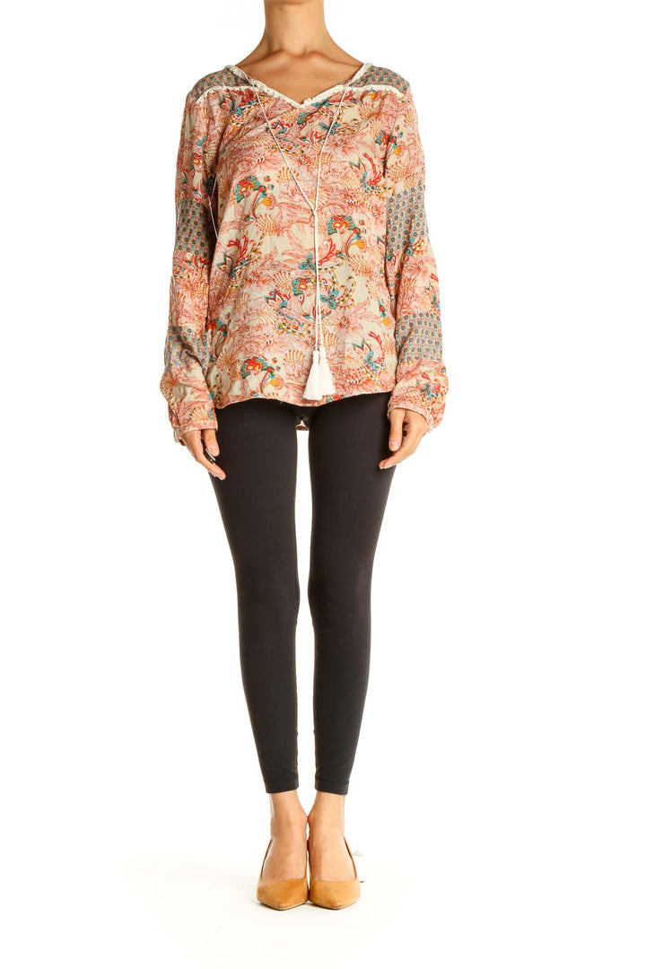 Beige Printed Bohemian Blouse