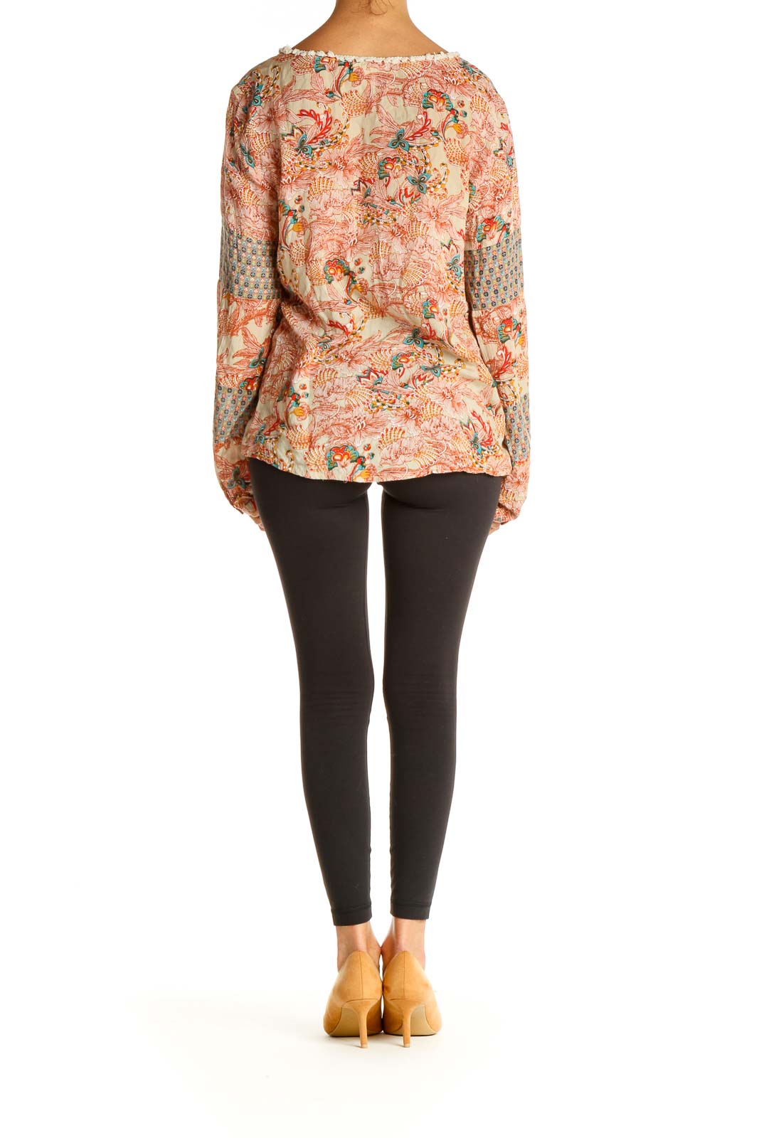 Beige Printed Bohemian Blouse