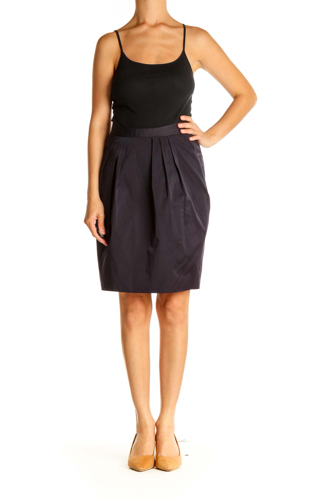 Purple Solid Brunch Pencil Skirt