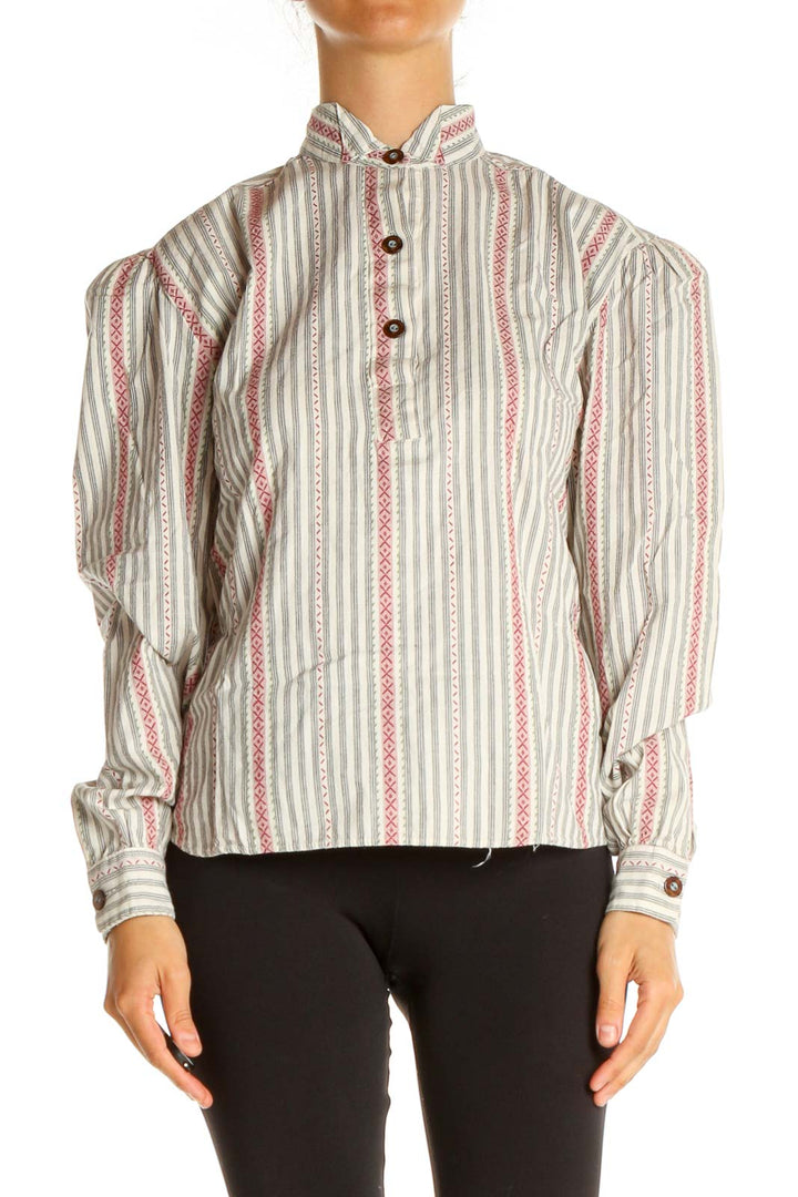 Beige Striped All Day Wear Shirt