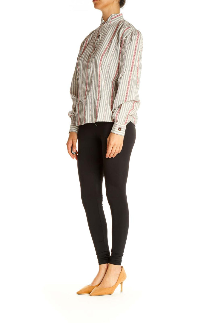 Beige Striped All Day Wear Shirt