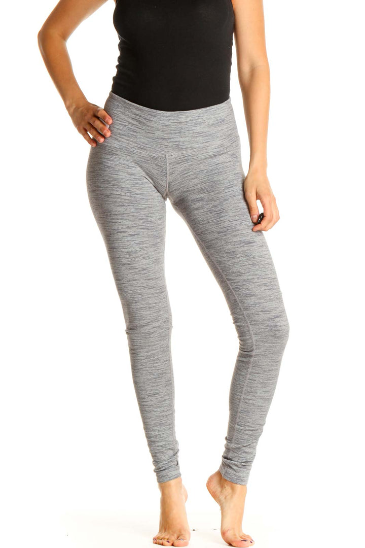 Gray Textured Activewear Leggings