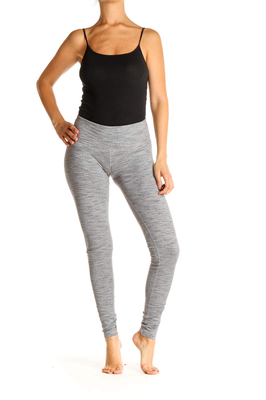 Gray Textured Activewear Leggings