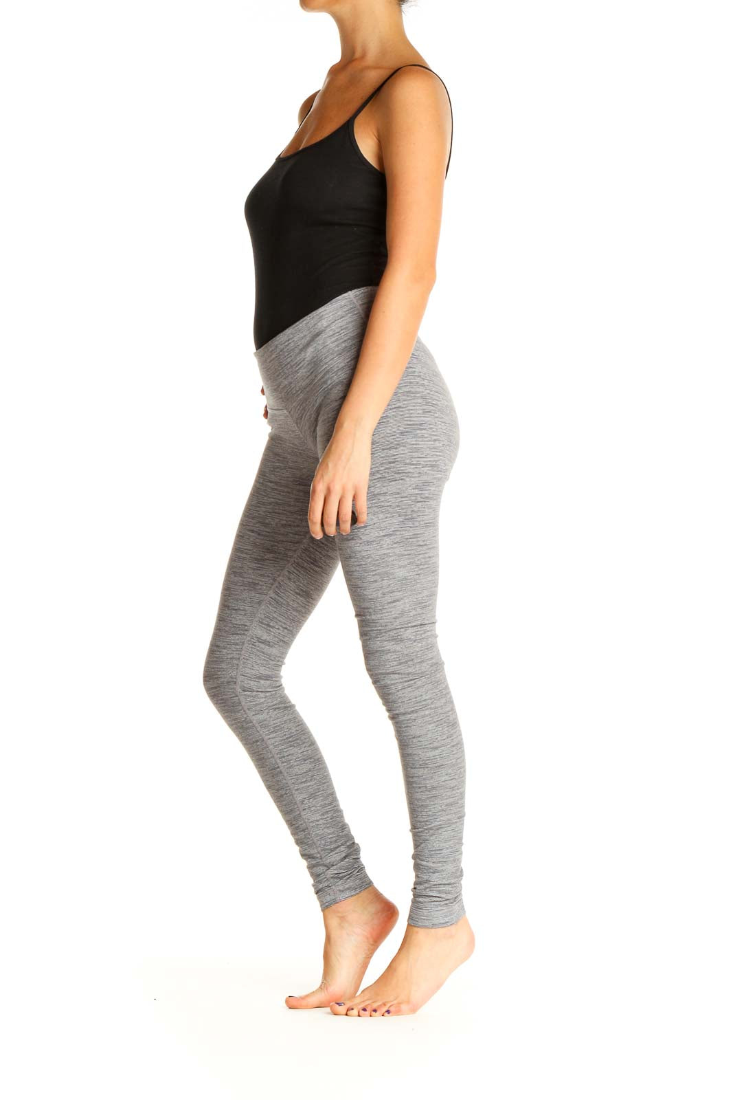 Gray Textured Activewear Leggings