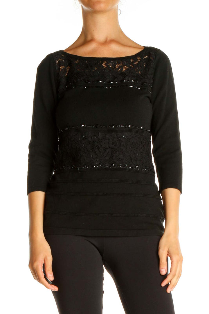 Black Sequin Holiday Blouse