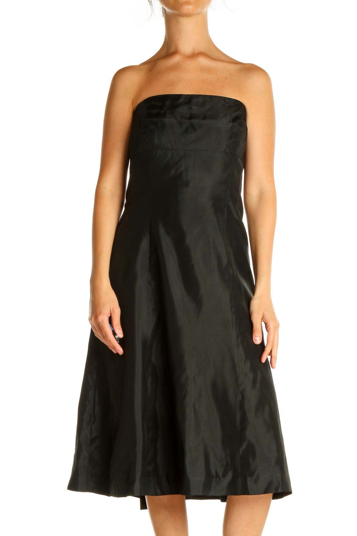 Black Solid Cocktail Fit & Flare Dress