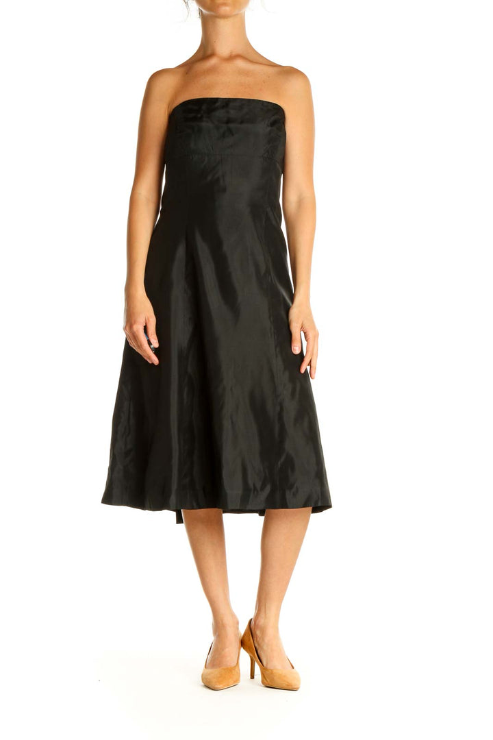 Black Solid Cocktail Fit & Flare Dress