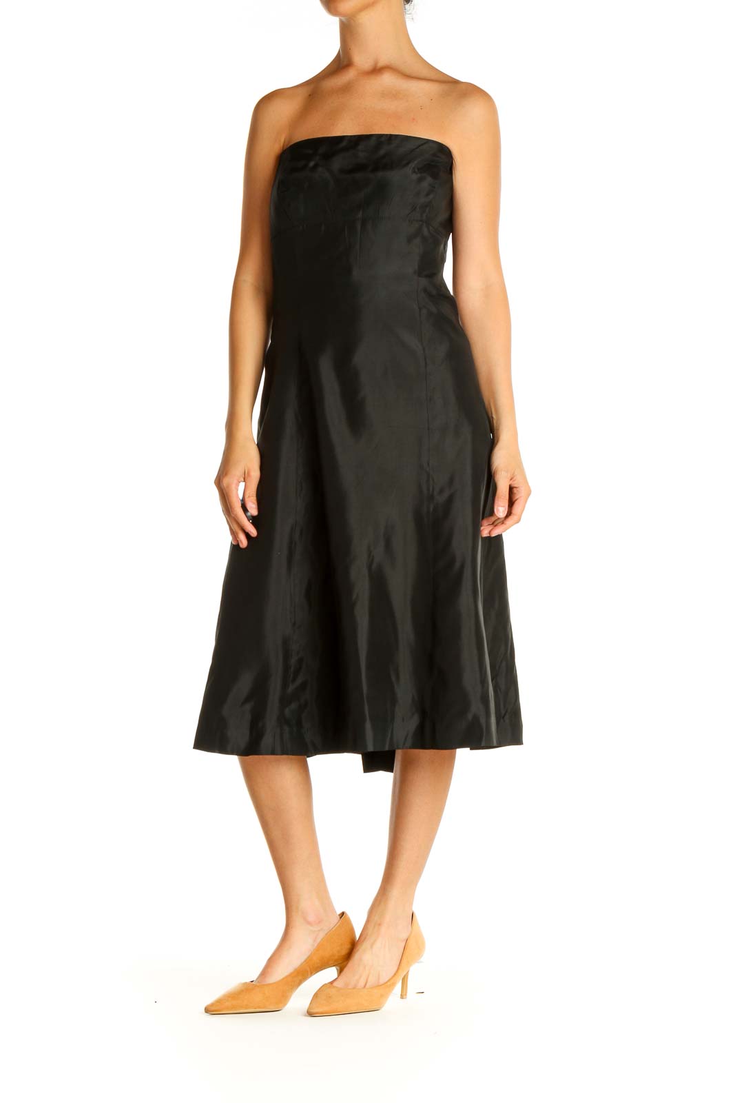 Black Solid Cocktail Fit & Flare Dress