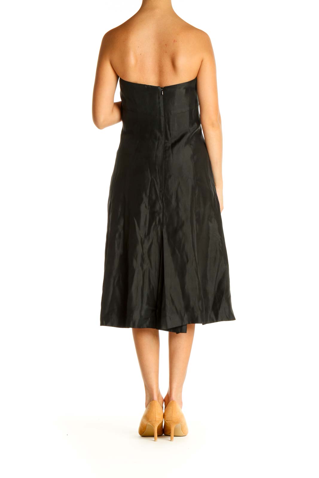 Black Solid Cocktail Fit & Flare Dress