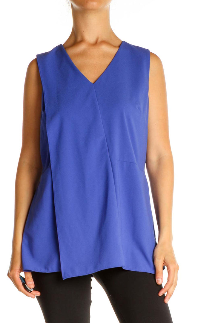 Blue Solid Work Blouse