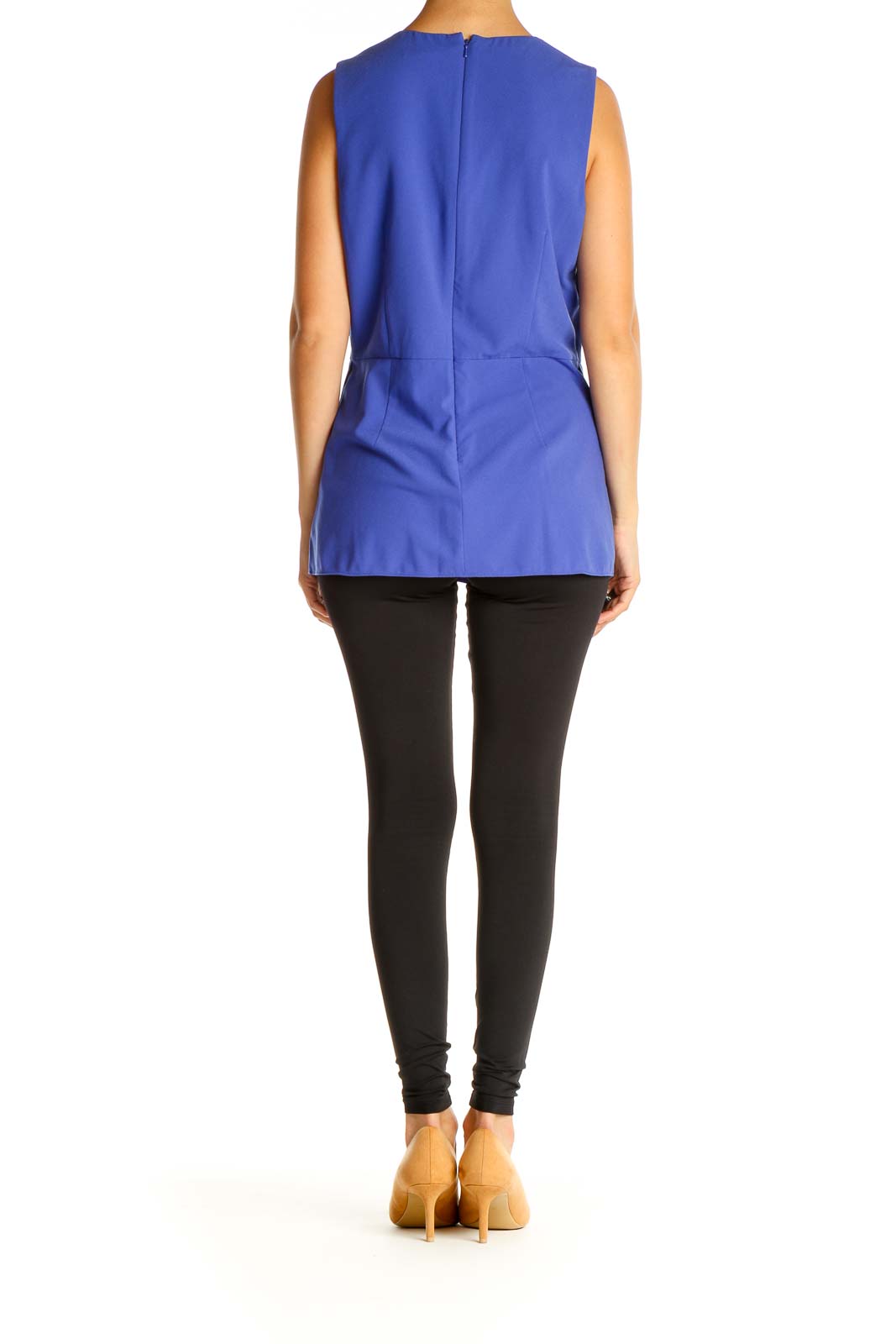 Blue Solid Work Blouse