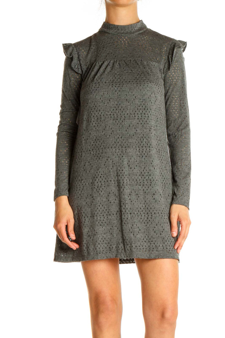 Gray Textured Day Shift Dress