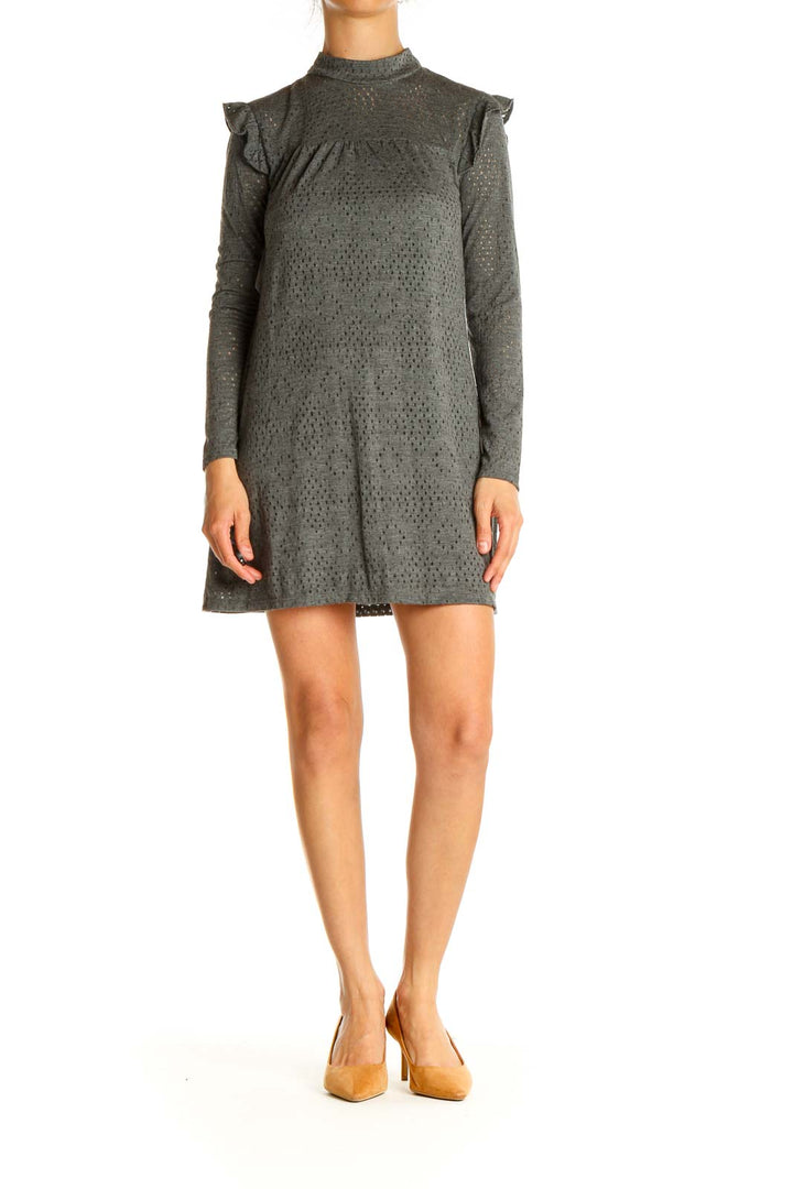 Gray Textured Day Shift Dress