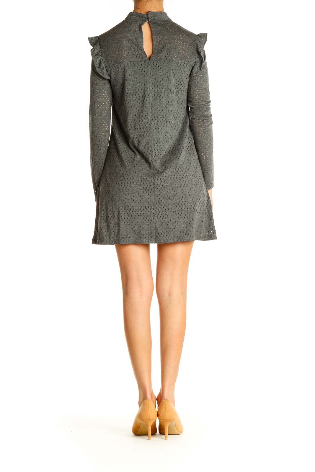 Gray Textured Day Shift Dress