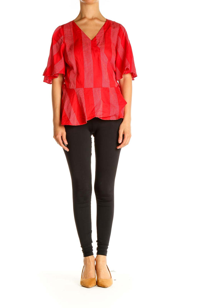 Red Striped All Day Wear Blouse