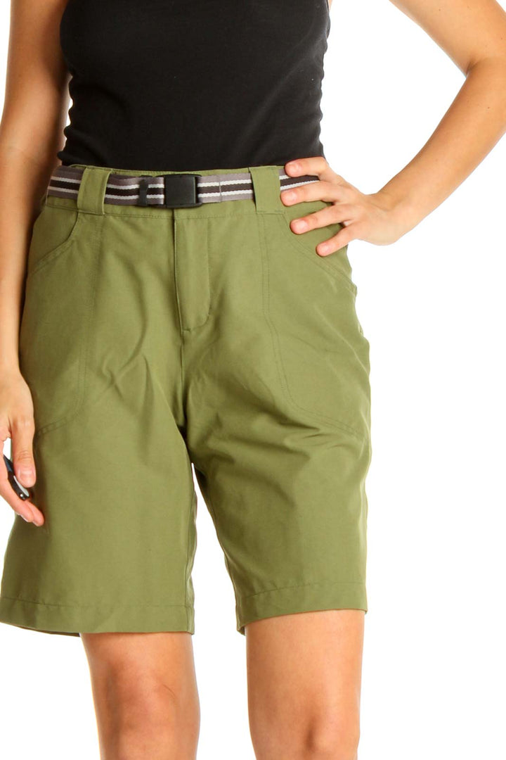 Green Solid All Day Wear Shorts