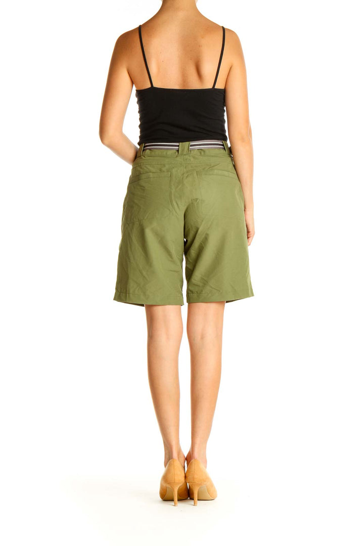 Green Solid All Day Wear Shorts