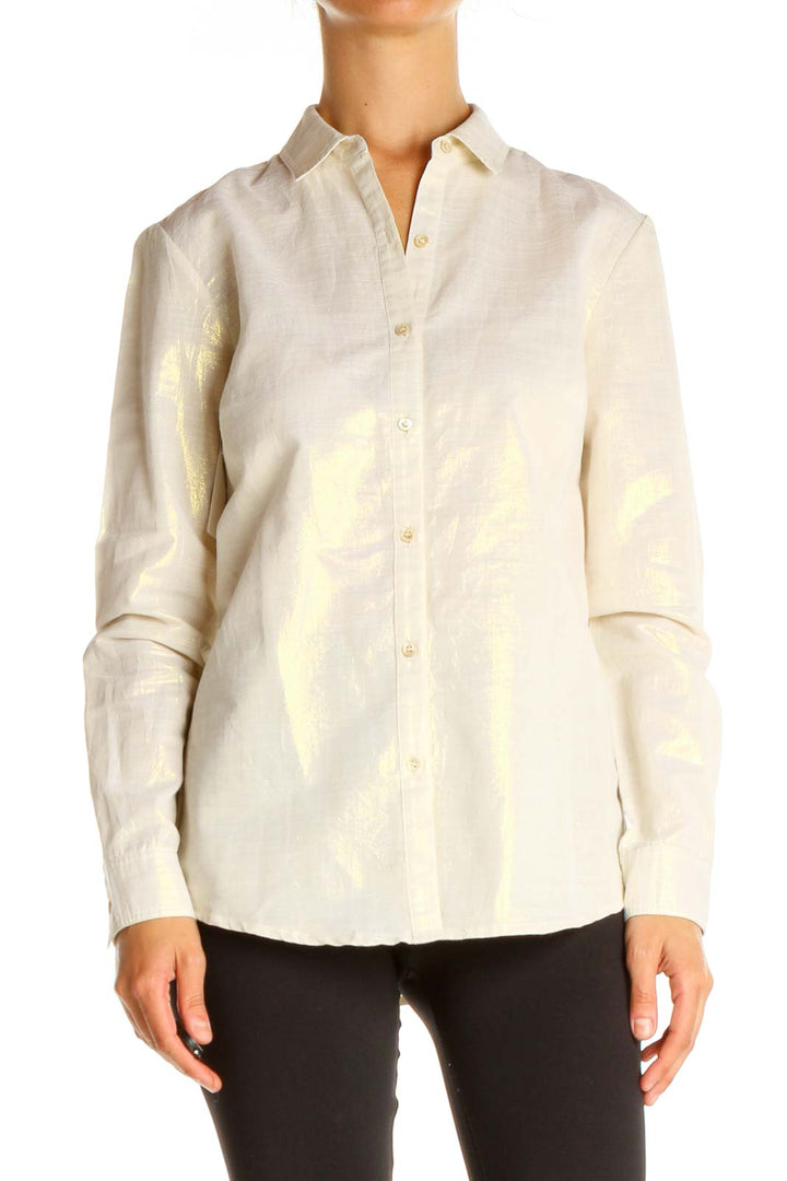 Beige Solid Formal Shirt