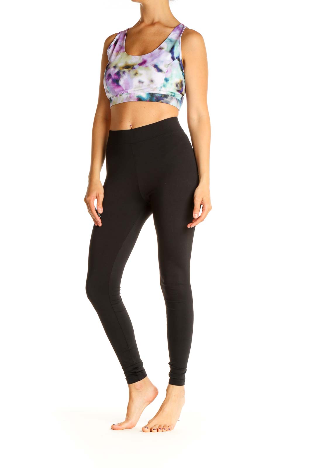 Purple Tie And Dye Activewear Top