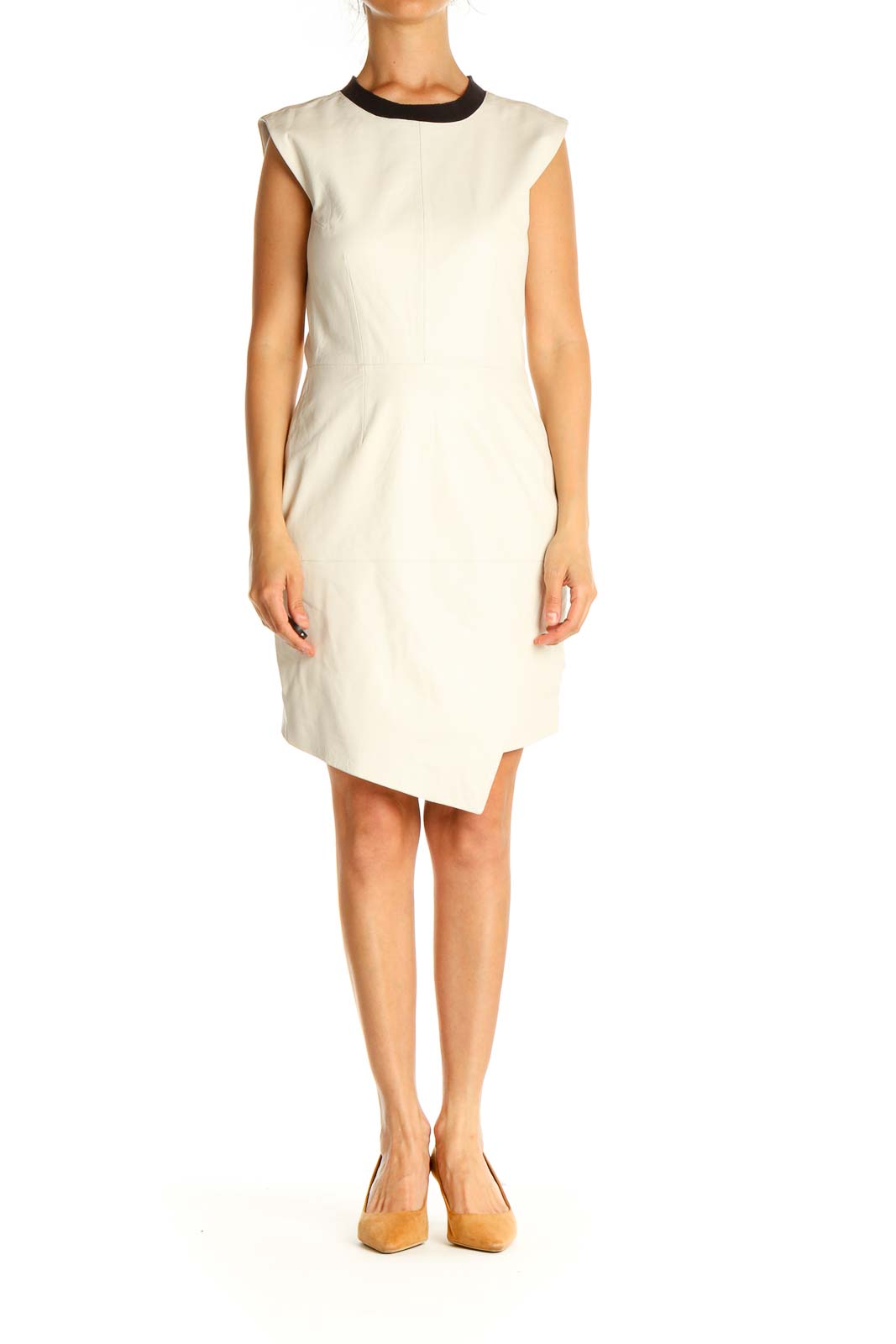 White Solid Classic Sheath Dress