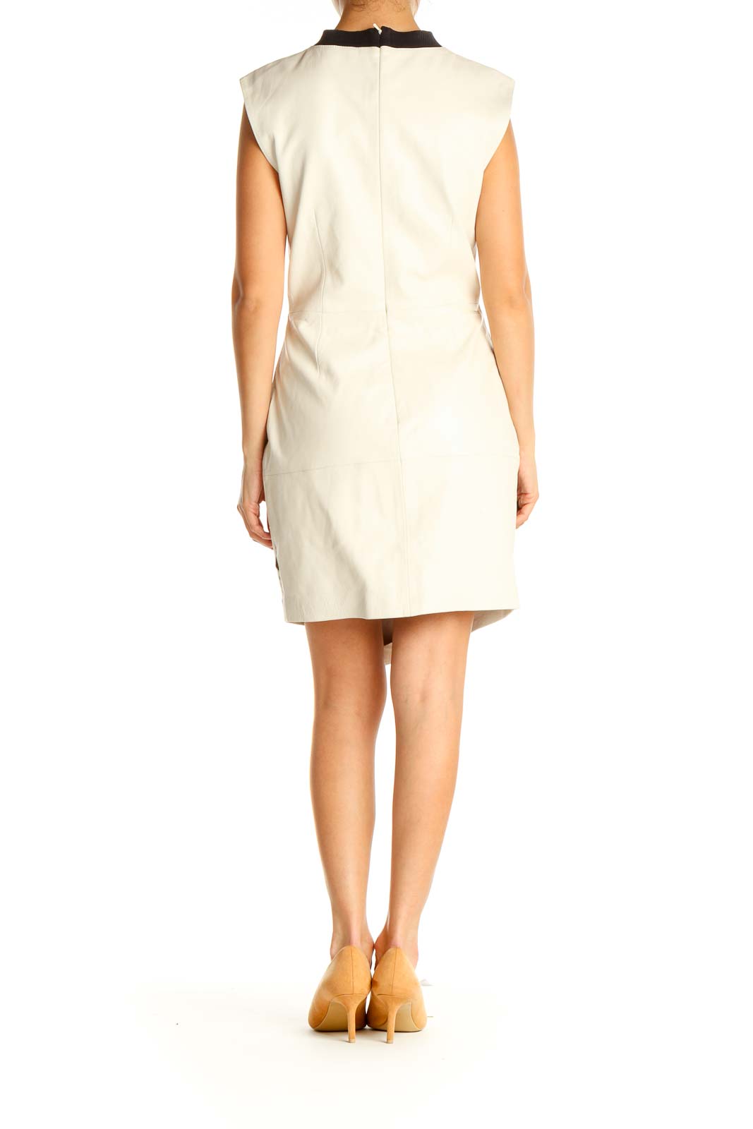 White Solid Classic Sheath Dress