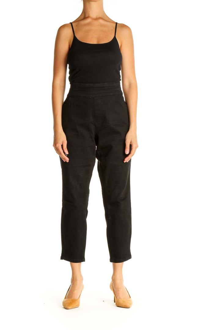 Black Solid All Day Wear Capri Pants