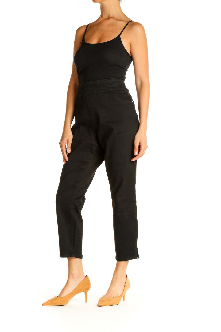 Black Solid All Day Wear Capri Pants