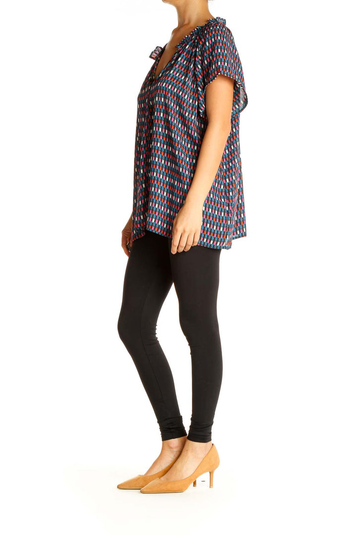 Blue Geometric Print All Day Wear Blouse