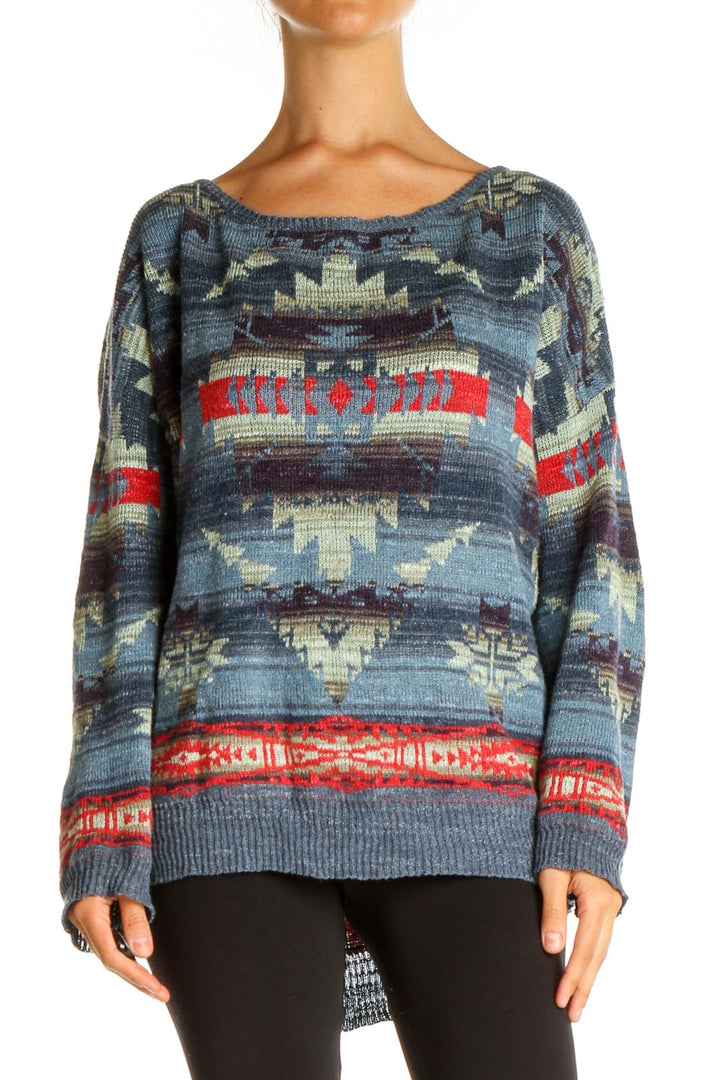 Blue Aztec Print All Day Wear Sweater