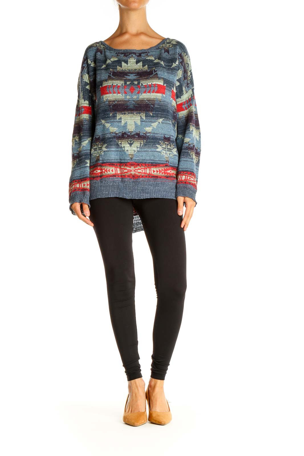 Blue Aztec Print All Day Wear Sweater