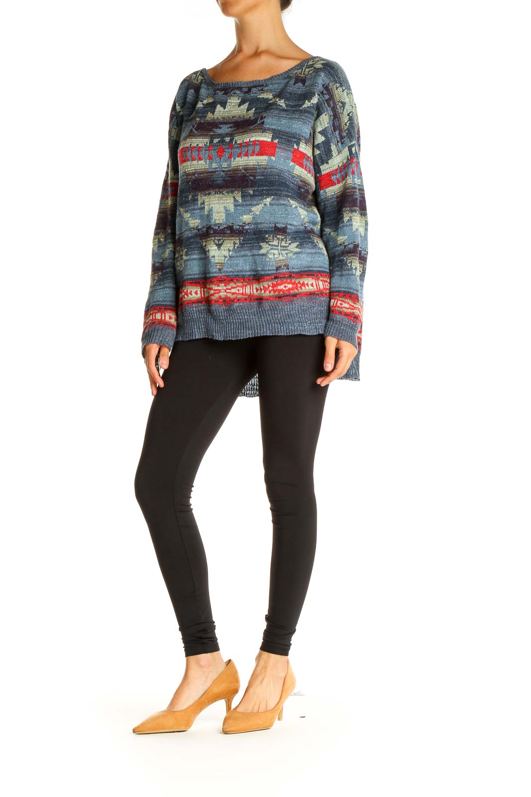 Blue Aztec Print All Day Wear Sweater