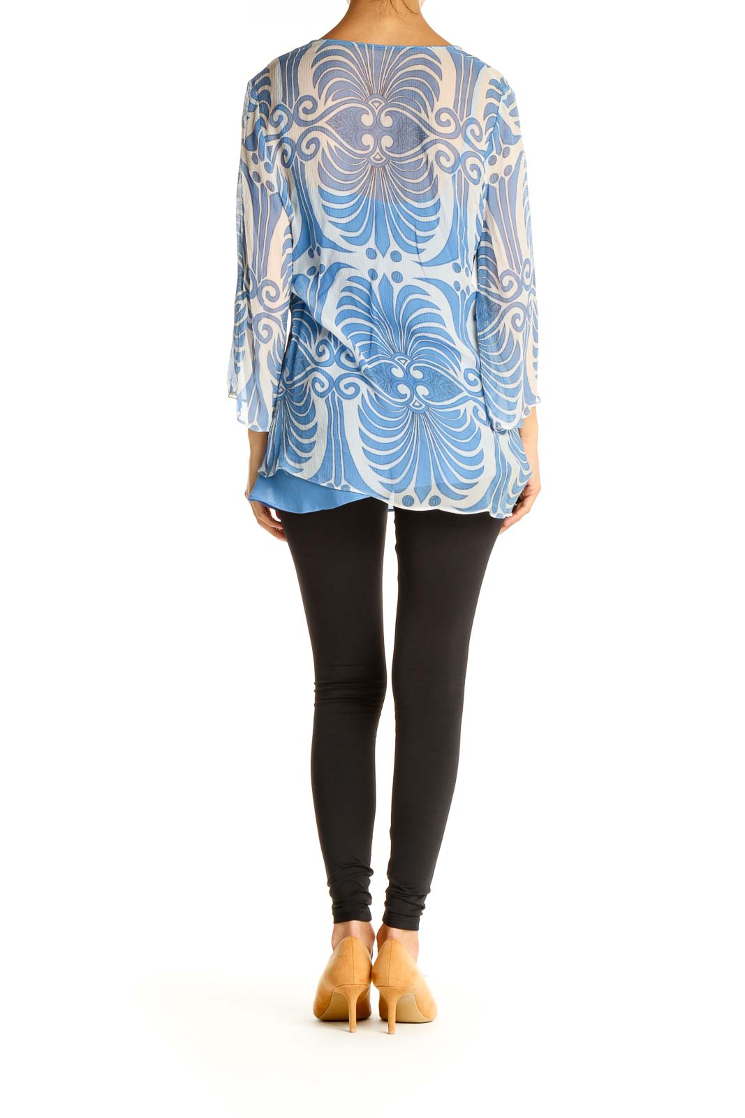 Blue Printed Holiday Blouse