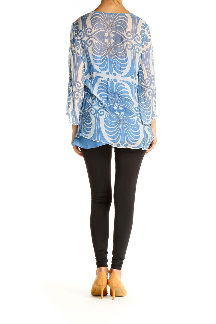 Blue Printed Holiday Blouse