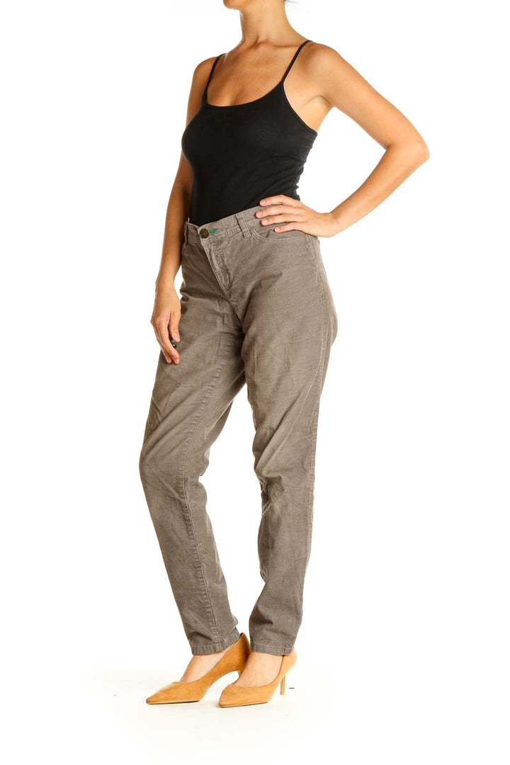 Brown Solid Casual Cargos Pants