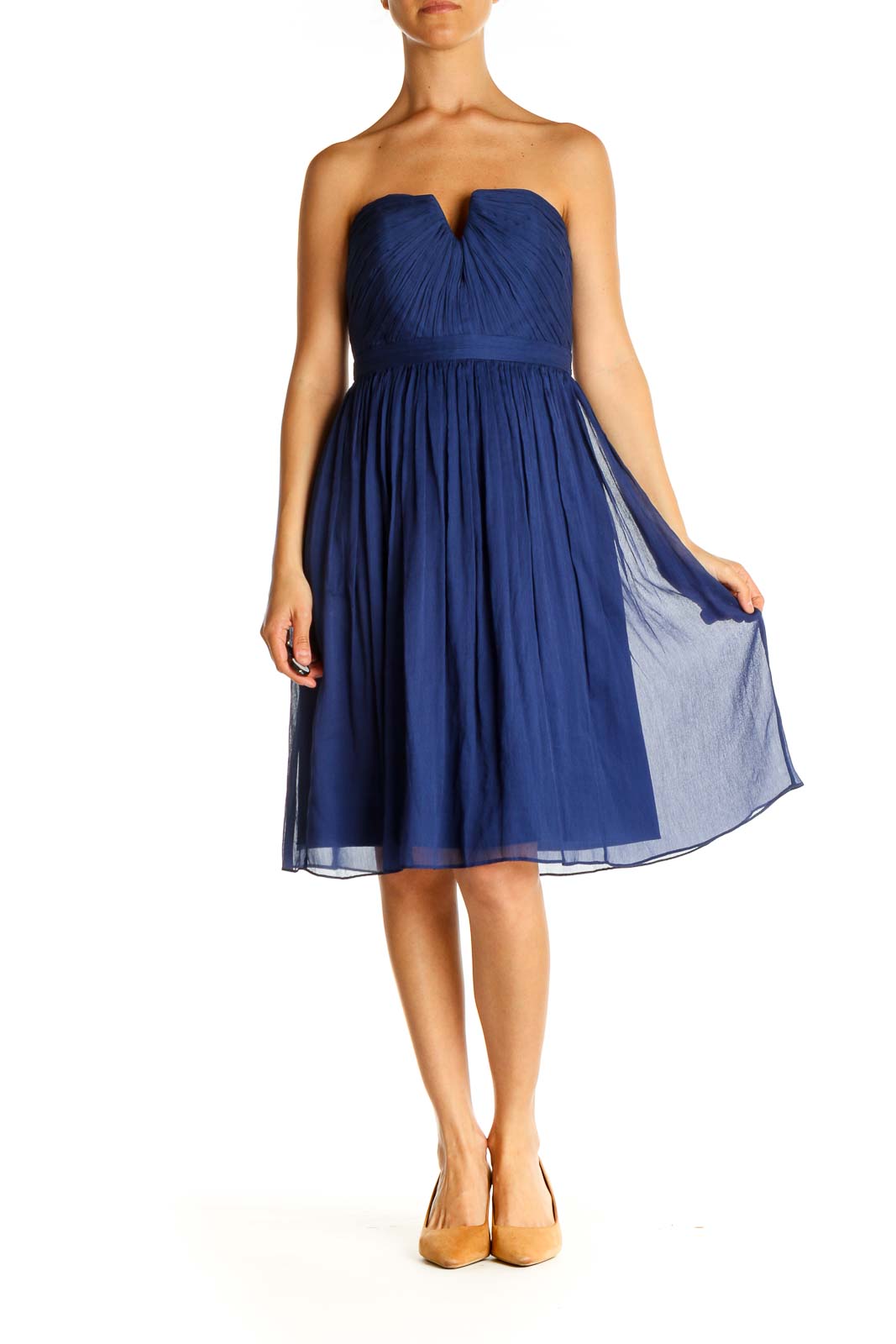 Blue Solid Holiday Fit & Flare Dress