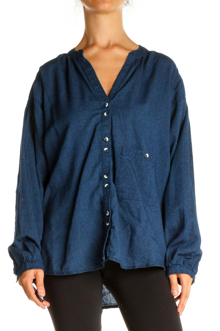 Blue Solid Casual Shirt