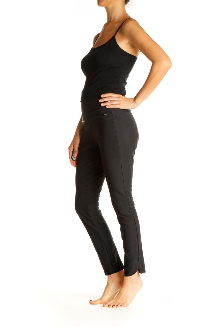 Black Solid Casual Leggings