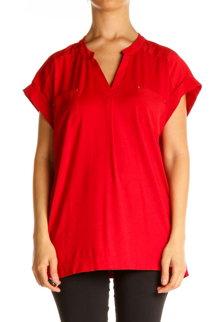 Red Solid All Day Wear Blouse