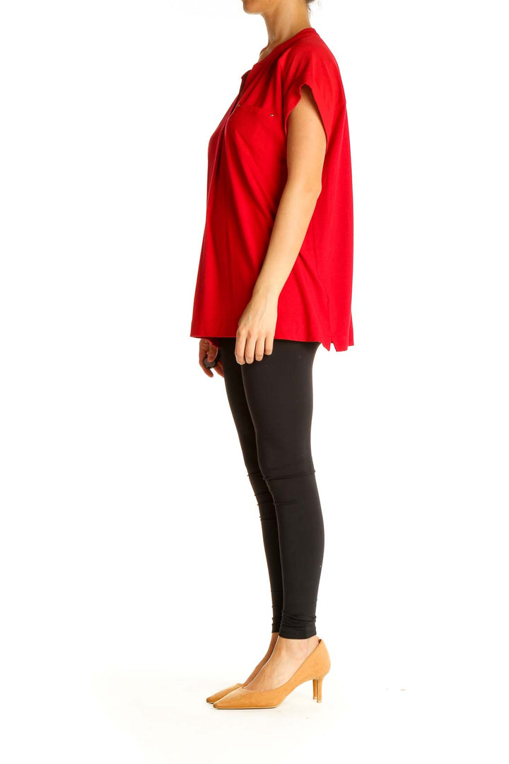 Red Solid All Day Wear Blouse