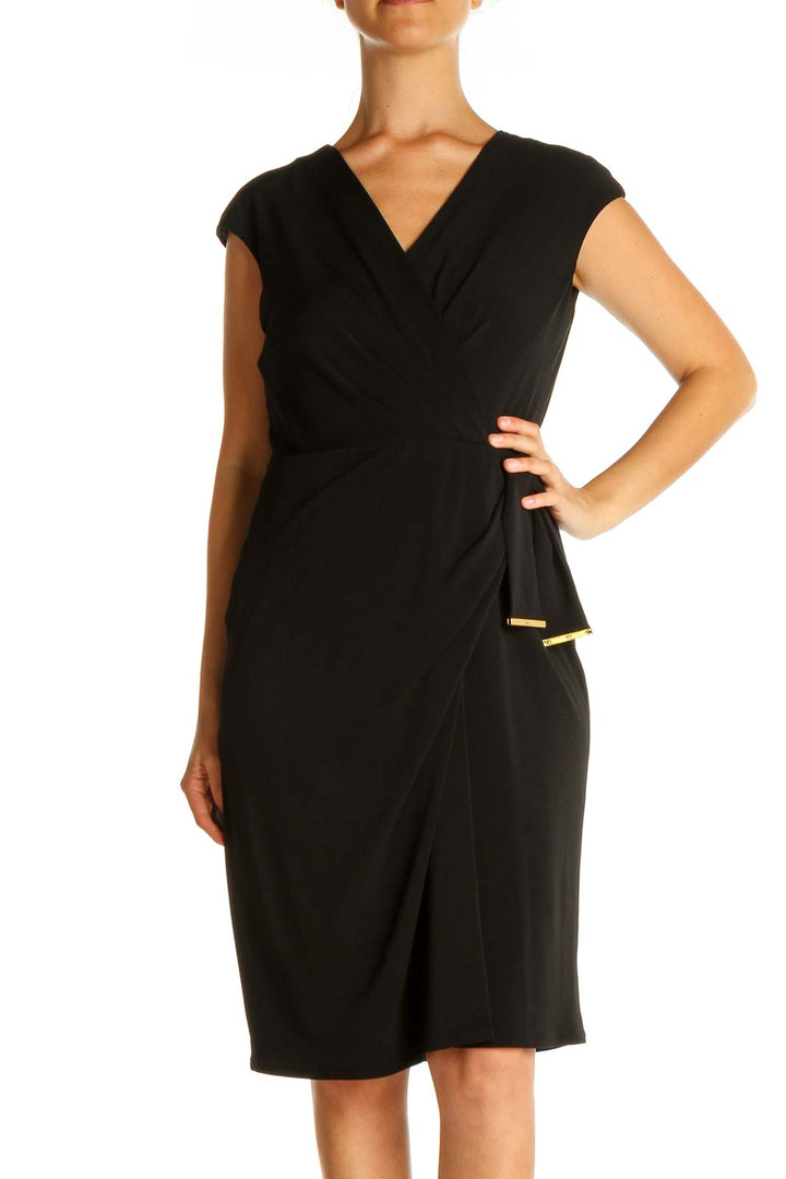 Black Solid Classic Sheath Dress