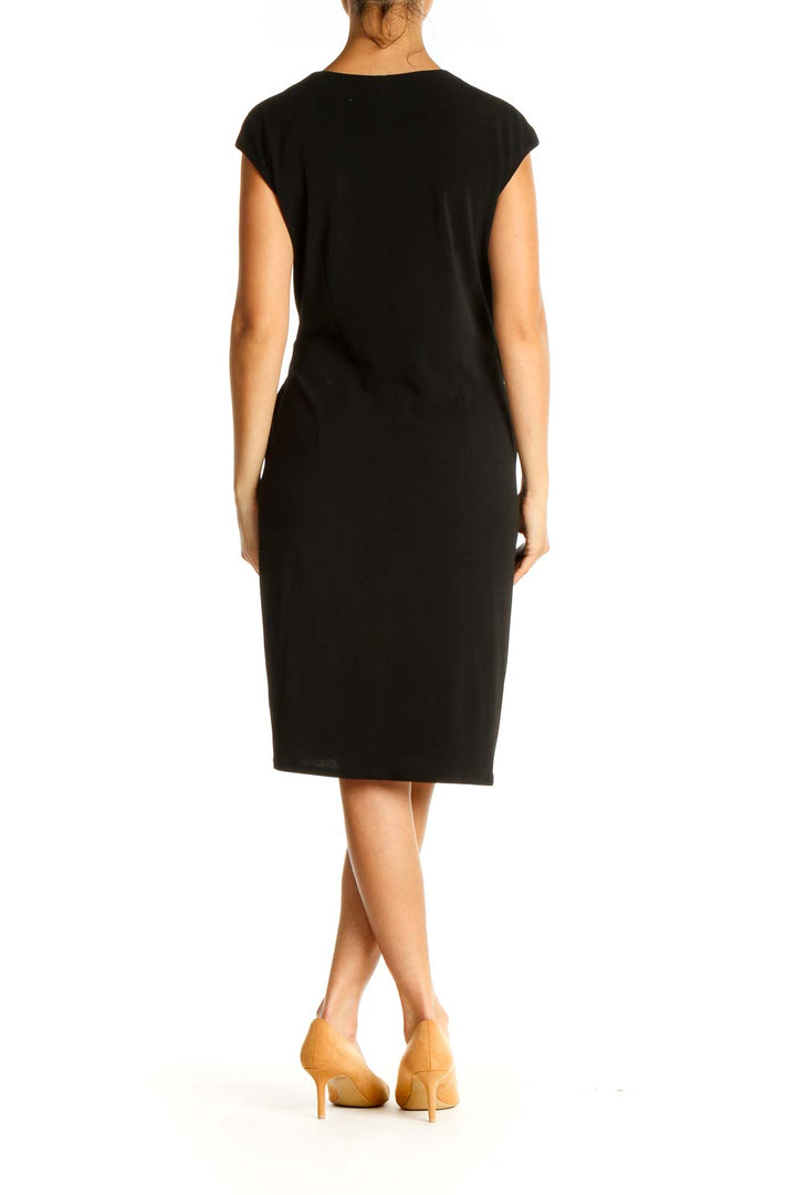 Black Solid Classic Sheath Dress