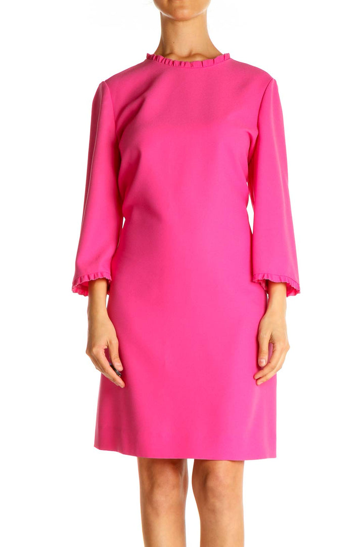 Pink Solid A-Line Dress