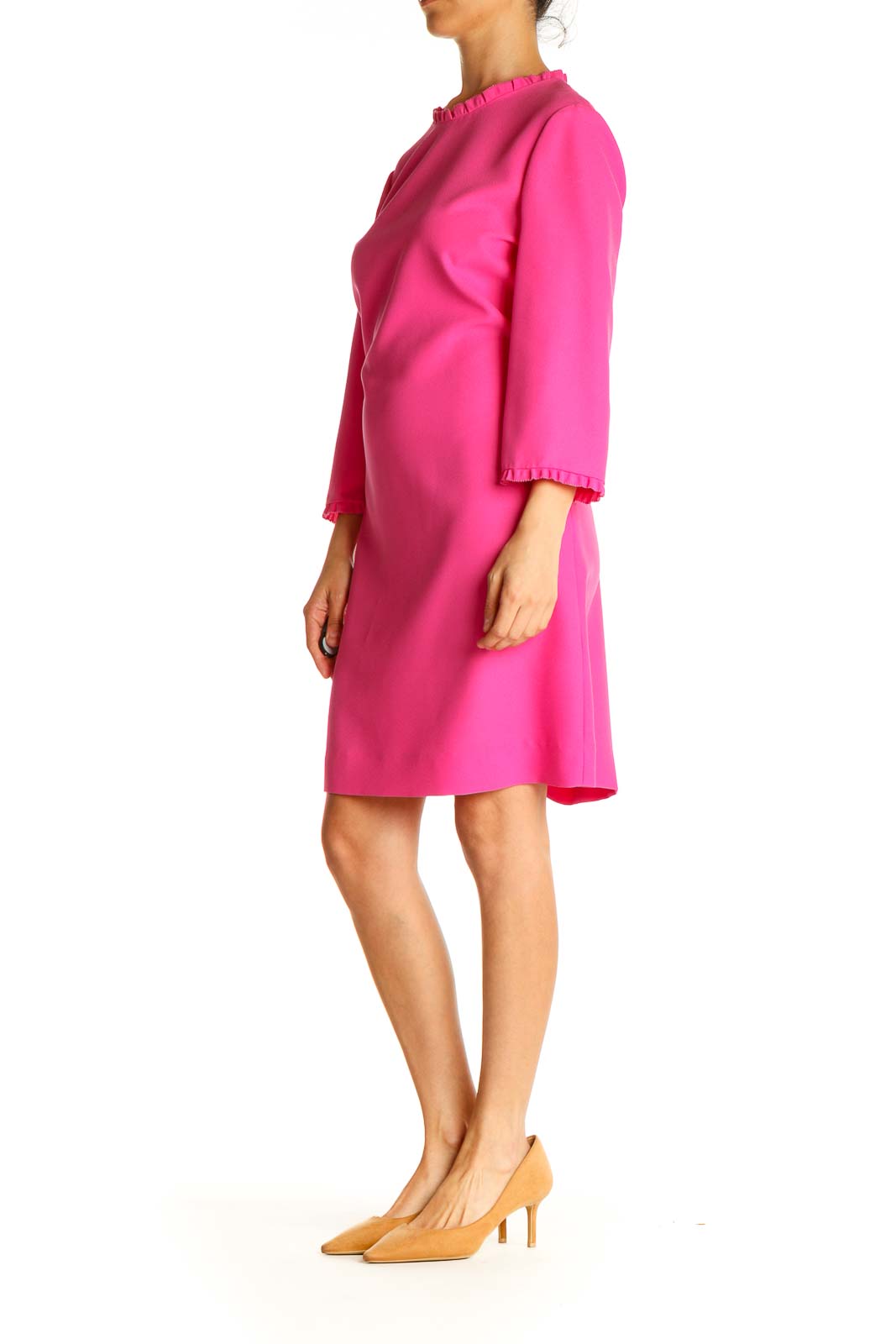 Pink Solid A-Line Dress