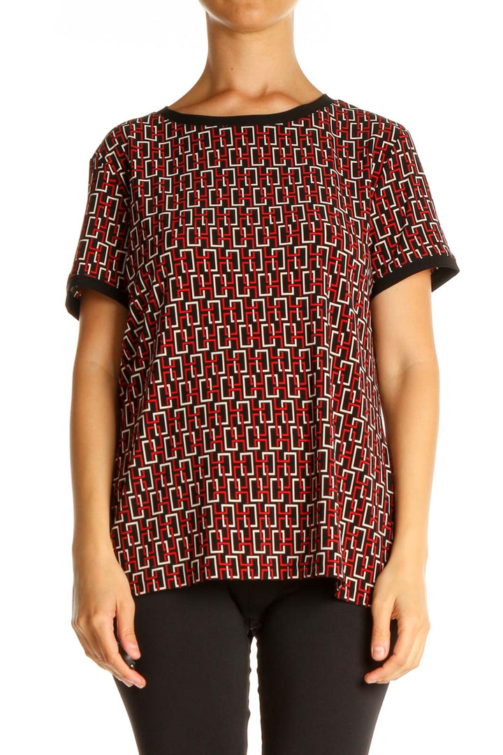 Red Geometric Print All Day Wear Blouse