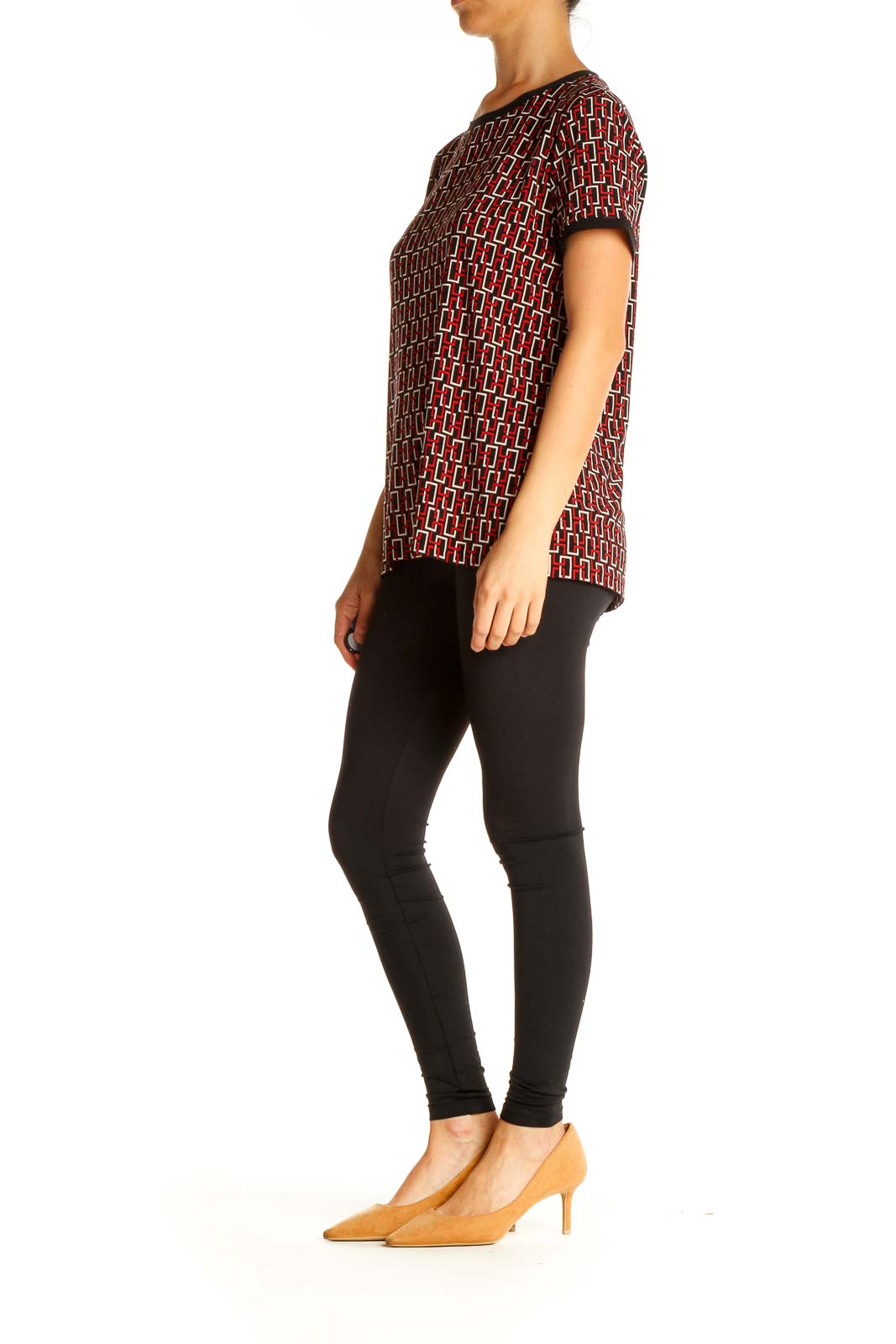 Red Geometric Print All Day Wear Blouse