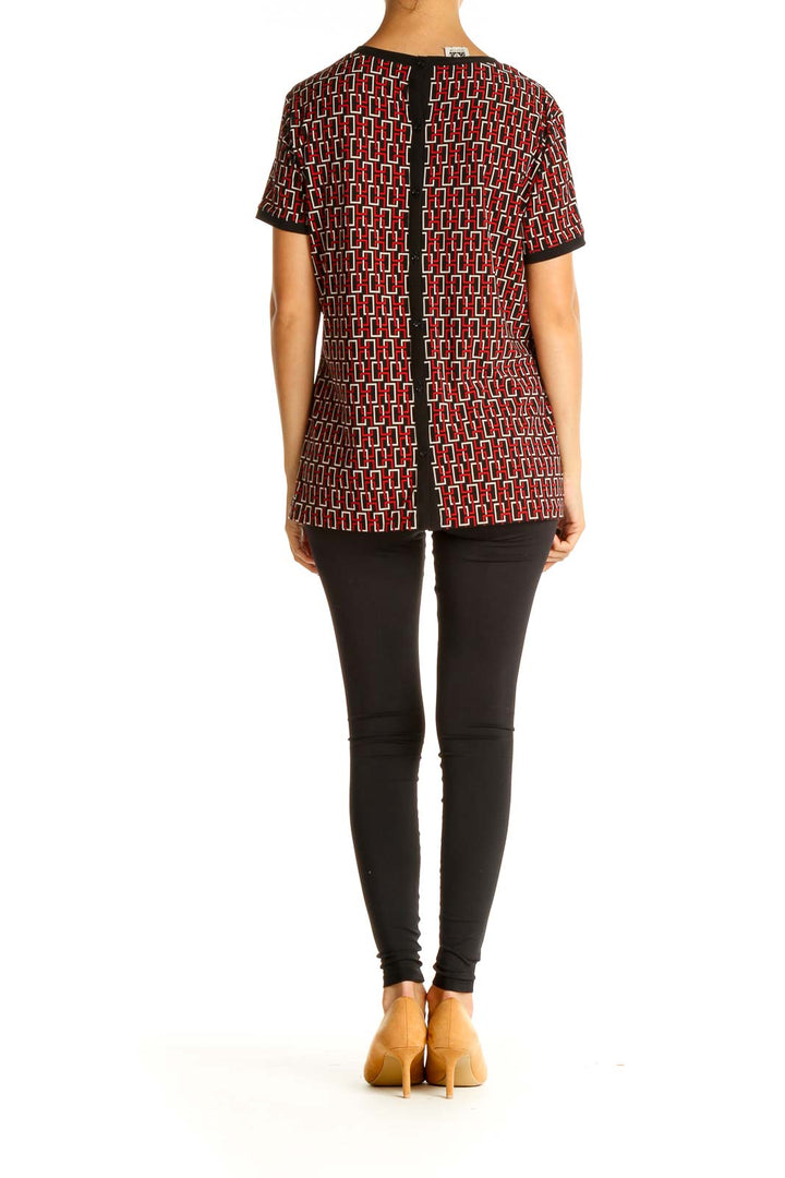 Red Geometric Print All Day Wear Blouse