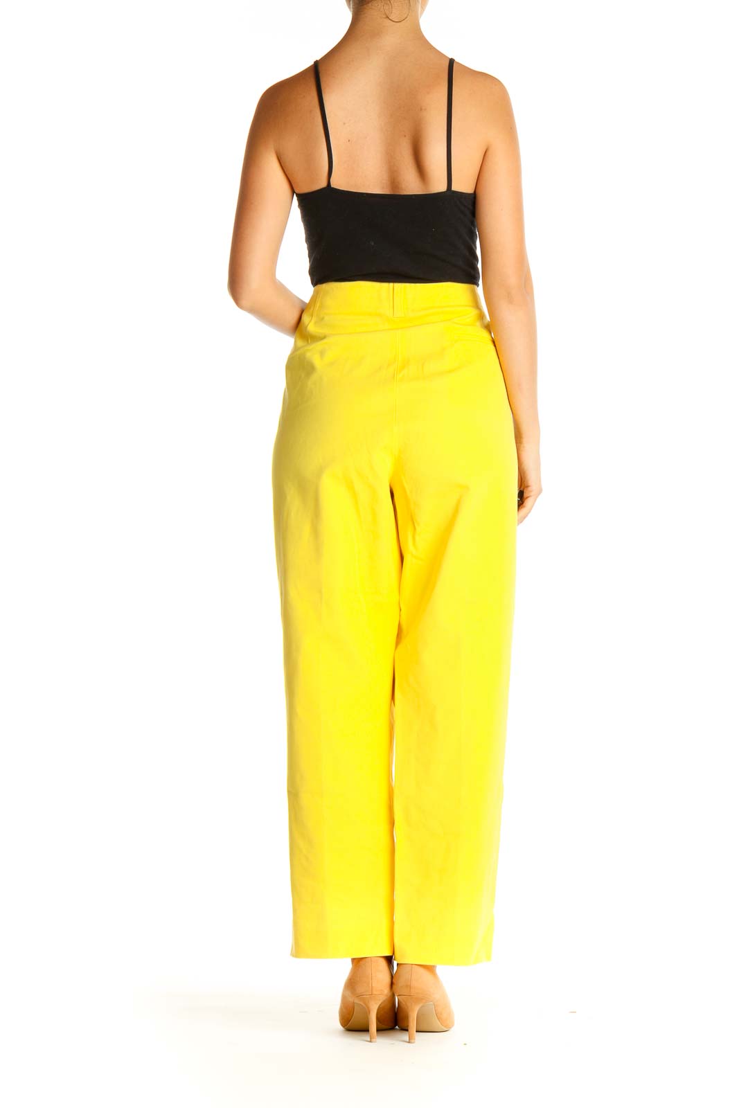 Yellow Solid Casual Palazzo Pants